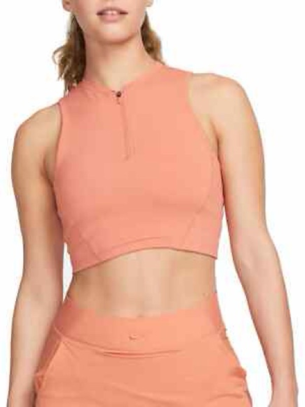 NIKE PRO WOMEN’S DRI-FIT CROP TANK TOP Peach 1/2 ZIP DM6952-824 SIZE 2XL
